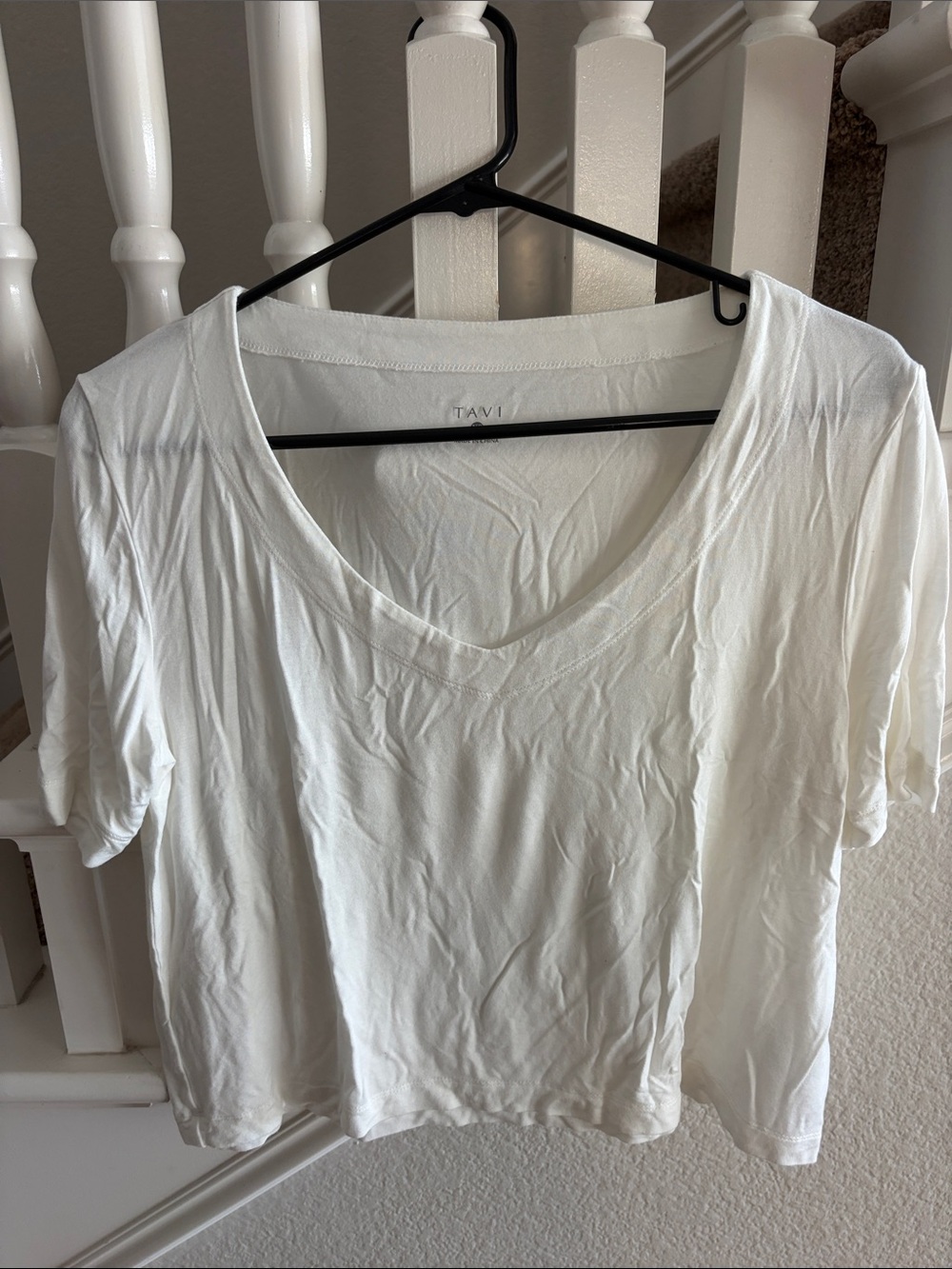 Tavi White V-Neck Short Sleeve Women's Tee